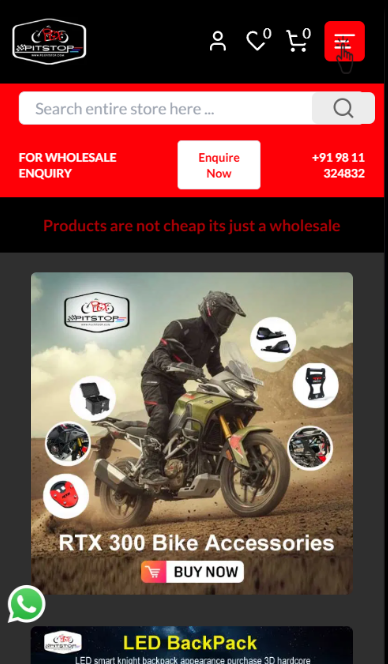 PGX Pitstop Mobile View